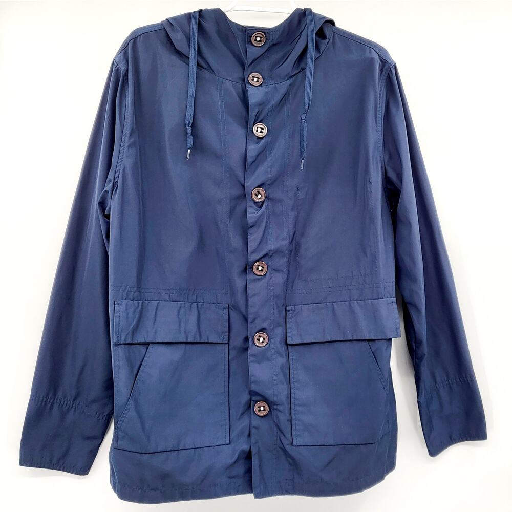 Five Four Dark Blue Hooded Windbreaker Lightweight Rain Jacket Women's Size M